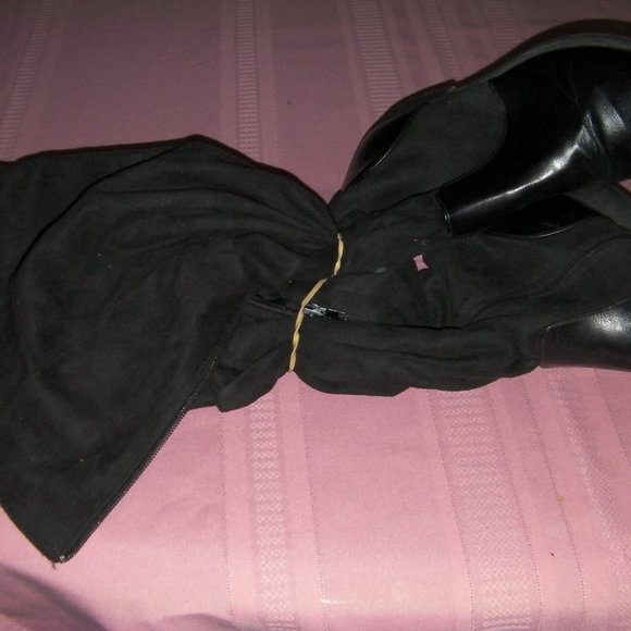 Black Boots with Cloth Top -- size 8 - Picture 2 of 4